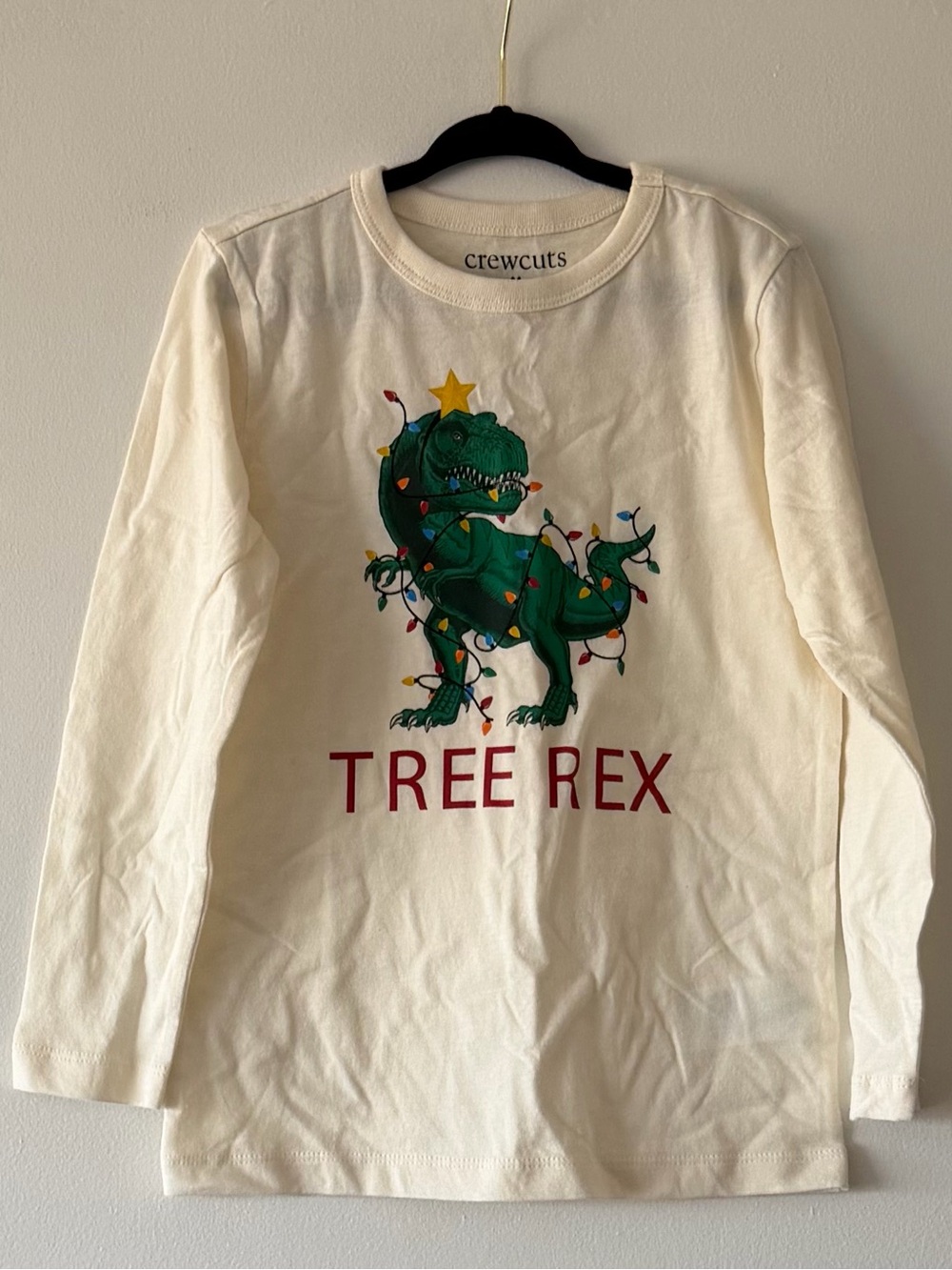 NWT Crewcuts J.Crew Boys Tree Rex Dinosaur Long Sleeve Graphic T-Shirt XS 4-5